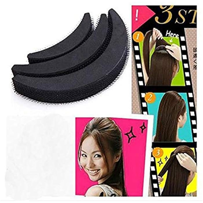 DIY hair Volume Base Beehive hair Bump hair Pad Set of 3 Pieces Black - Image 3